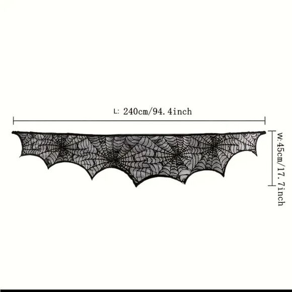 New Lace Spiderweb scalloped Halloween Mantel or over door decor - Picture 3 of 9